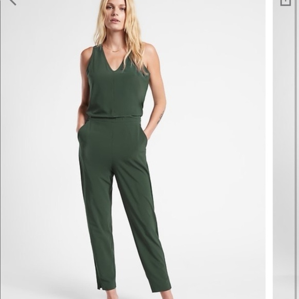 Athleta Brooklyn jumpsuit, Seaweed Snack color, size 4